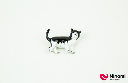 Брошь «Черно-белый кот» - Фото
