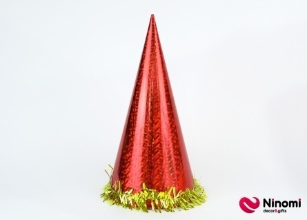 Колпак карнавальный высокий Красный фольга - Фото