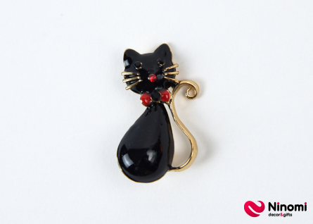 Брошь «Чёрный кот» - Фото
