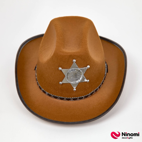 Шляпа "Шериф" L коричневая - Фото