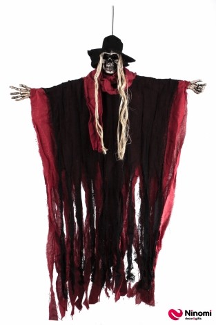 Подвесной декор "Ведьма в шляпе" красная с LED-подсветкой и звуковыми эффектам - Фото
