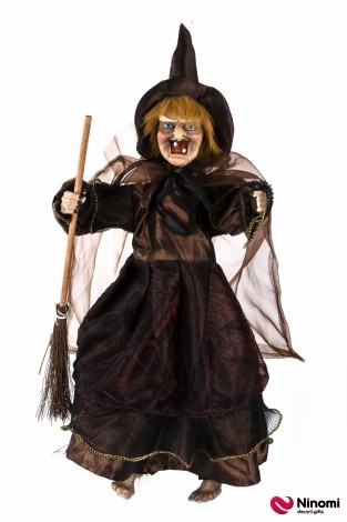 Подвесной анимированный декор "Ведьма" коричневая - Фото