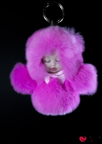 Брелок "Малыш" с розовым мехом - Фото
