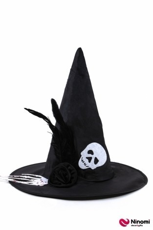 Шляпа ведьмы с черепом и кистью - Фото