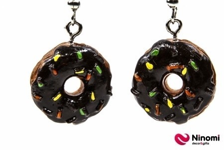 Сережки  Fastfood  "Chocolate donut" - Фото