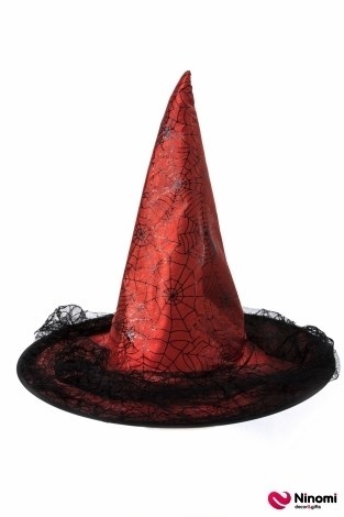 Шляпа ведьмы с паутиной красная