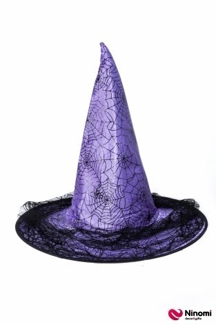 Шляпа ведьмы с паутиной сиреневая