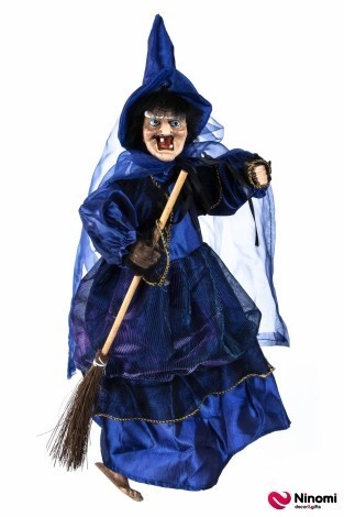 Подвесной анимированный декор "Ведьма" синяя - Фото