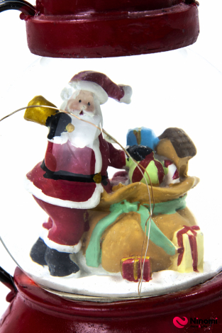 Фонарь музыкальный со снегом «Санта собирается в путь» с подсветкой - Фото