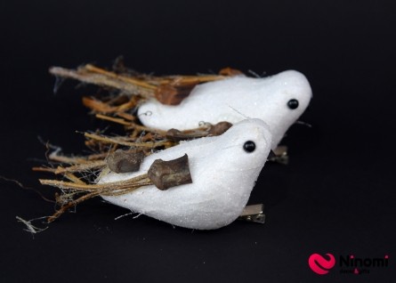 Елочная игрушка "Птички белые с декором" - Фото