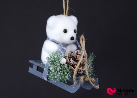 Елочная игрушка "Подвесной снеговик на санках" - Фото