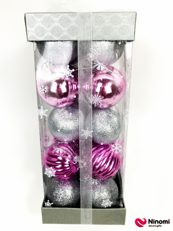 Елочная игрушка " Серебряно-розовый микс" - Фото