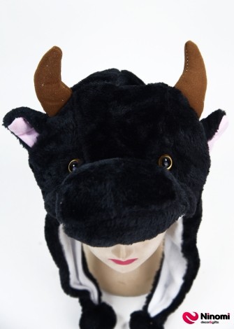 Карнавальная шапочка "Черный бык" - Фото