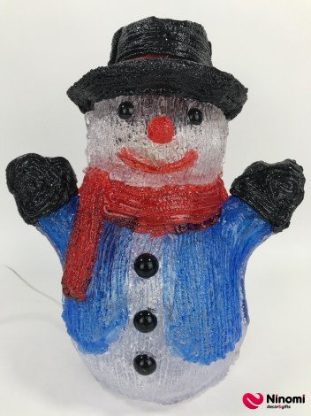 Светящийся декор "Снеговик в черной шляпе" - Фото