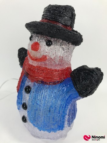 Светящийся декор "Снеговик в красном шарфе" - Фото