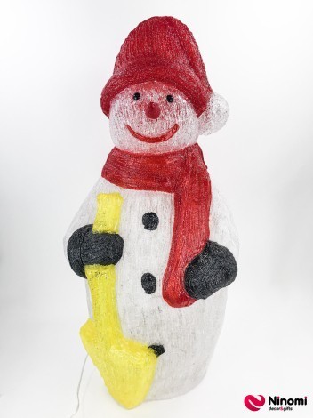 Светящийся декор "Снеговик в синем шарфе" - Фото