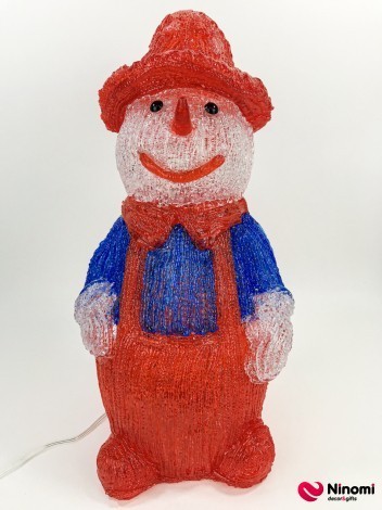 Светящийся декор "Снеговик в красном комбинизоне" - Фото