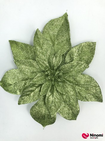 Декор "Цветок с острыми лепестками" глиттерный зеленый - Фото
