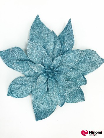 Декор "Цветок с острыми лепестками" глиттперный голубой - Фото