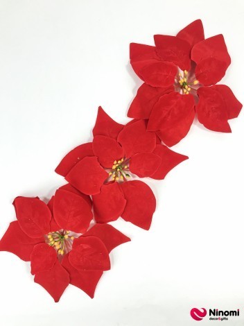 Новогодний декор "Красный бархатный цветок" - Фото