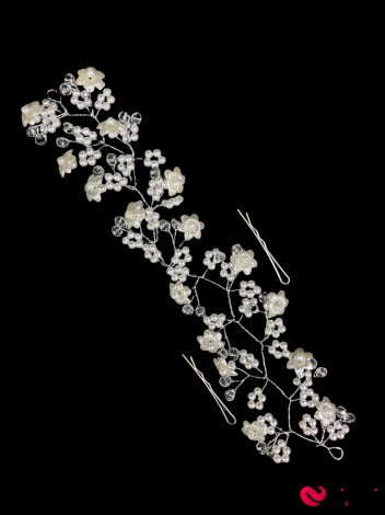 Тика с цветами Незабудки из жемчуга - Фото