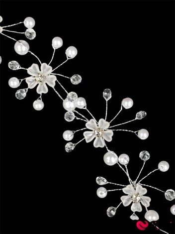 Тика с цветами Мальвы с жемчугом и чешским стеклом - Фото