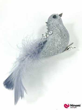 Новогодний декор "Жар-птица" серебро - Фото