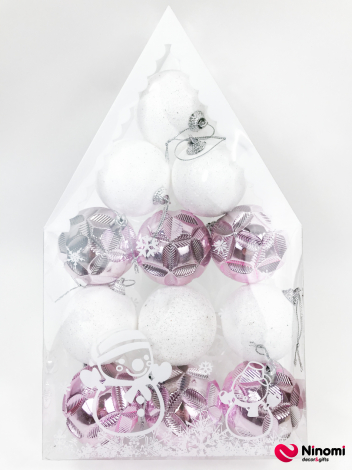 Ёлочная игрушка с лилово-белый домик - Фото