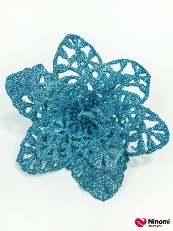 Новогодний цветок "Пуансетия" голубой - Фото