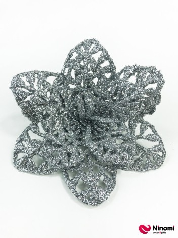 Новогодний цветок "Пуансетия" серебро - Фото