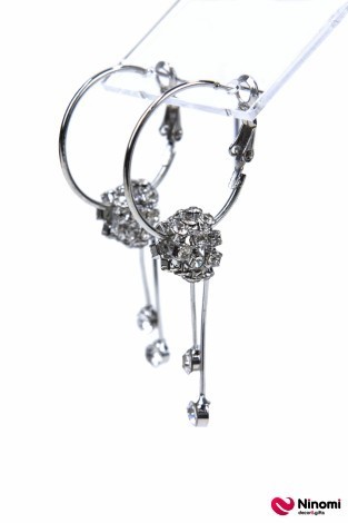 Серьги-кольца "Silver collection" с фианитовыми шарами - Фото