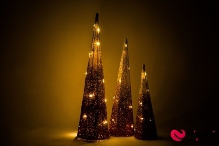 Новогодний декор "Три конуса" с LED подсветкой - Фото