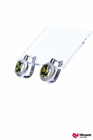 Сережки "XUPING" з англійською застібкою з кристалом у фіанітовому обрамленні - Фото