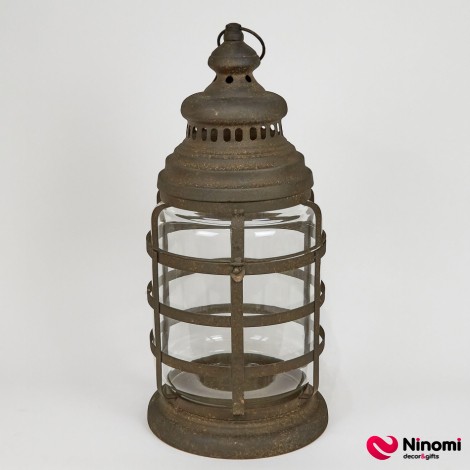 Фонарь стеклянный с металлической оправой "Tower lamp" - Фото