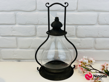 Фонарь стеклянный с металлической оправой "Vintage lamp" - Фото