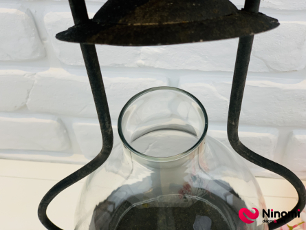 Фонарь стеклянный с металлической оправой "Vintage lamp" - Фото