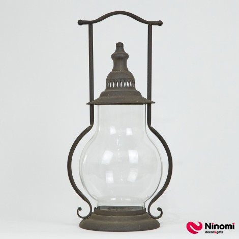 Фонарь стеклянный с металлической оправой "Antique lamp" - Фото