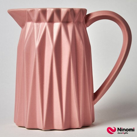 Ваза керамическая "Ribbed vase" матово-розовая - Фото