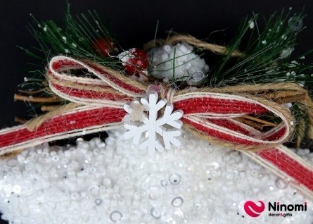 Новорічний декор "Зірка з червоним бантиком" - Фото