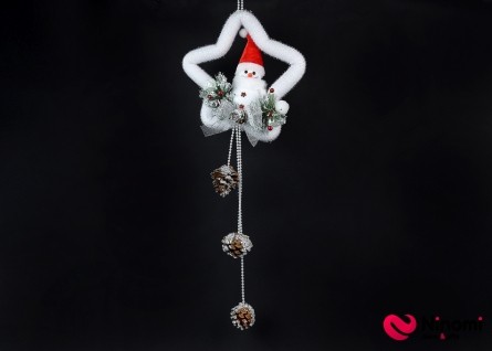 Декор новогодний подвесной "Снеговик на звезде" - Фото