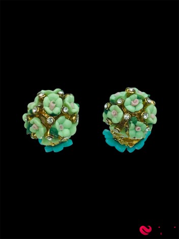 Сережки-пусети "Галявина" зелені - Фото
