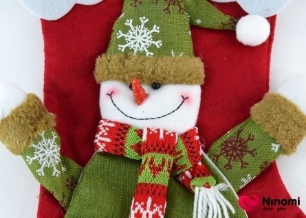 Новогодний носок для подарков "Снеговик" - Фото