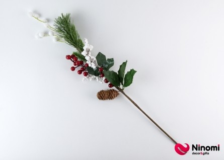 Декор Веточка Ели с заснеженными ягодами - Фото