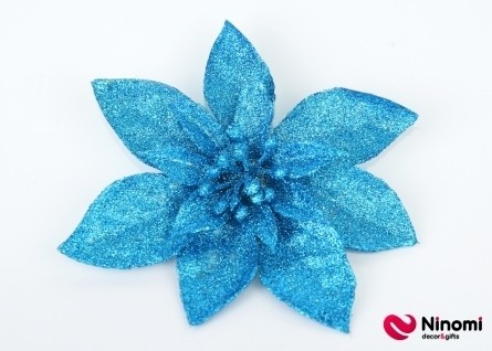 Декоративный цветок Пуансеттия голубая - Фото