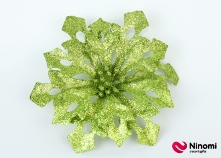 Декоративный цветок зеленый с глиттером - Фото