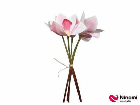 Букет "Орхидеи" бело-розовый 5шт - Фото