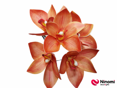 Букет "Орхидеи" темно-оранжевый 5шт - Фото