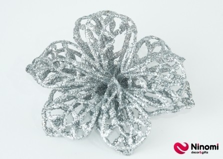 Декоративный цветок Магнолия ажурная серебро - Фото