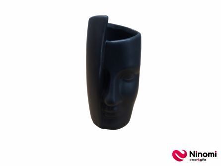 Керамическая ваза "Face" черная S - Фото