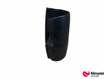 Керамическая ваза "Face" черная L - Фото